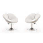 Perch Adjustable Faux Leather Chair in White and Polished Chrome (Set of 2)