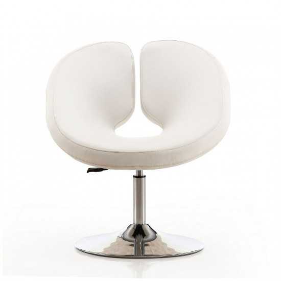 Perch Adjustable Faux Leather Chair in White and Polished Chrome (Set of 2)