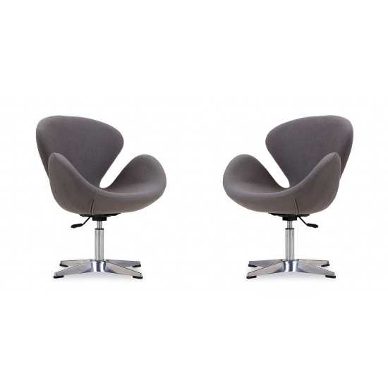 Raspberry Adjustable Swivel Chair in Grey and Polished Chrome (Set of 2)