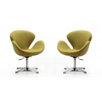 Raspberry Adjustable Swivel Chair in Green and Polished Chrome (Set of 2)