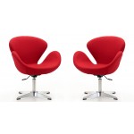 Raspberry Adjustable Swivel Chair in Red and Polished Chrome (Set of 2)