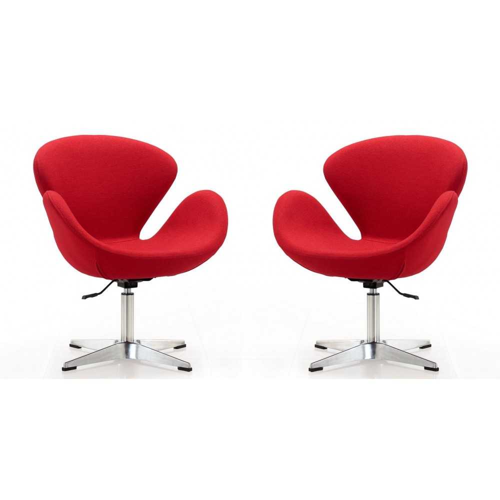 Raspberry Adjustable Swivel Chair in Red and Polished Chrome (Set of 2)