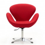 Raspberry Adjustable Swivel Chair in Red and Polished Chrome (Set of 2)