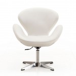 Raspberry Faux Leather Adjustable Swivel Chair in White and Polished Chrome (Set of 2)