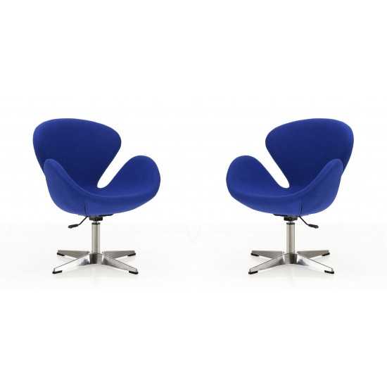 Raspberry Adjustable Swivel Chair in Blue and Polished Chrome (Set of 2)