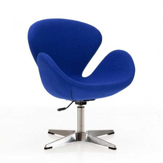 Raspberry Adjustable Swivel Chair in Blue and Polished Chrome (Set of 2)