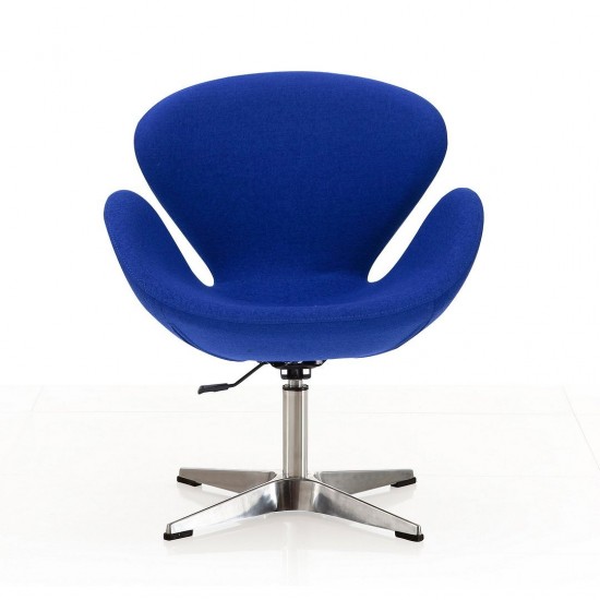 Raspberry Adjustable Swivel Chair in Blue and Polished Chrome (Set of 2)