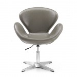 Raspberry Faux Leather Adjustable Swivel Chair in Pebble and Polished Chrome (Set of 2)