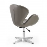 Raspberry Faux Leather Adjustable Swivel Chair in Pebble and Polished Chrome (Set of 2)