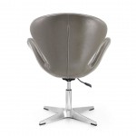 Raspberry Faux Leather Adjustable Swivel Chair in Pebble and Polished Chrome (Set of 2)