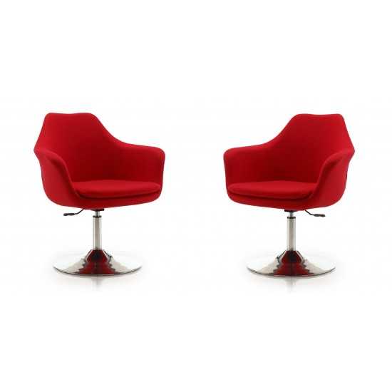 Kinsey Adjustable Height Swivel Accent Chair in Red and Polished Chrome (Set of 2)