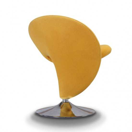 Curl Swivel Accent Chair in Yellow and Polished Chrome (Set of 2)