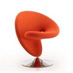 Curl Swivel Accent Chair in Orange and Polished Chrome (Set of 2)