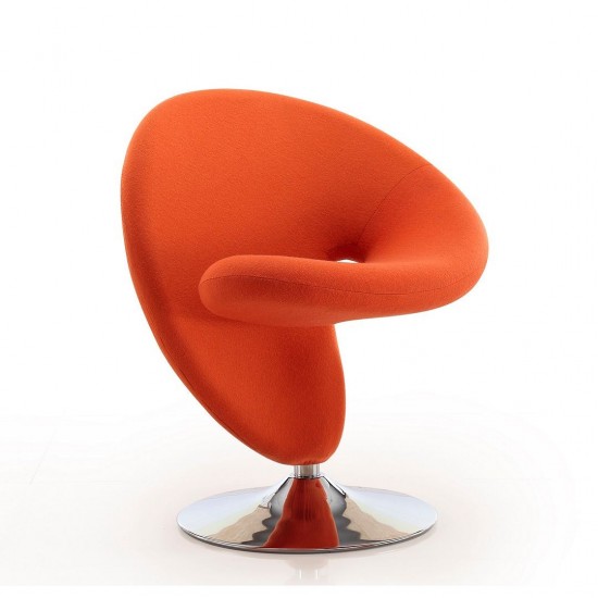 Curl Swivel Accent Chair in Orange and Polished Chrome (Set of 2)