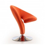 Curl Swivel Accent Chair in Orange and Polished Chrome (Set of 2)