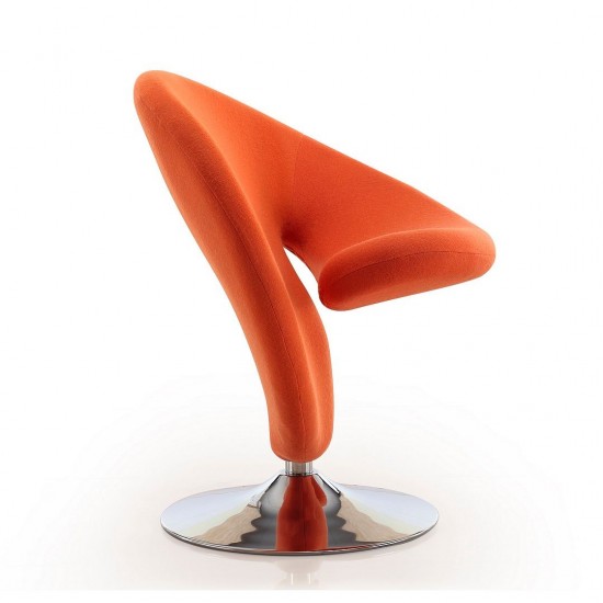 Curl Swivel Accent Chair in Orange and Polished Chrome (Set of 2)