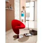 Curl Swivel Accent Chair in Red and Polished Chrome (Set of 2)
