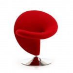Curl Swivel Accent Chair in Red and Polished Chrome (Set of 2)