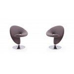 Curl Swivel Accent Chair in Grey and Polished Chrome (Set of 2)