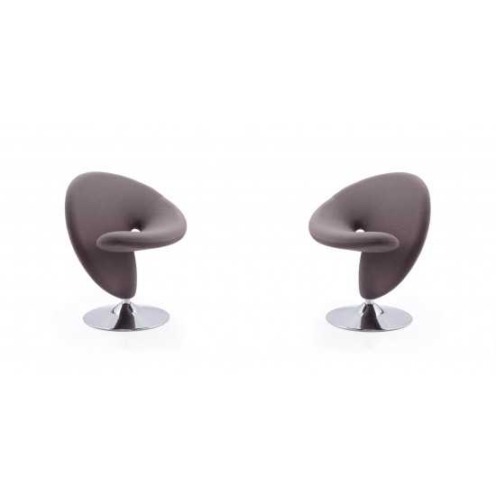 Curl Swivel Accent Chair in Grey and Polished Chrome (Set of 2)