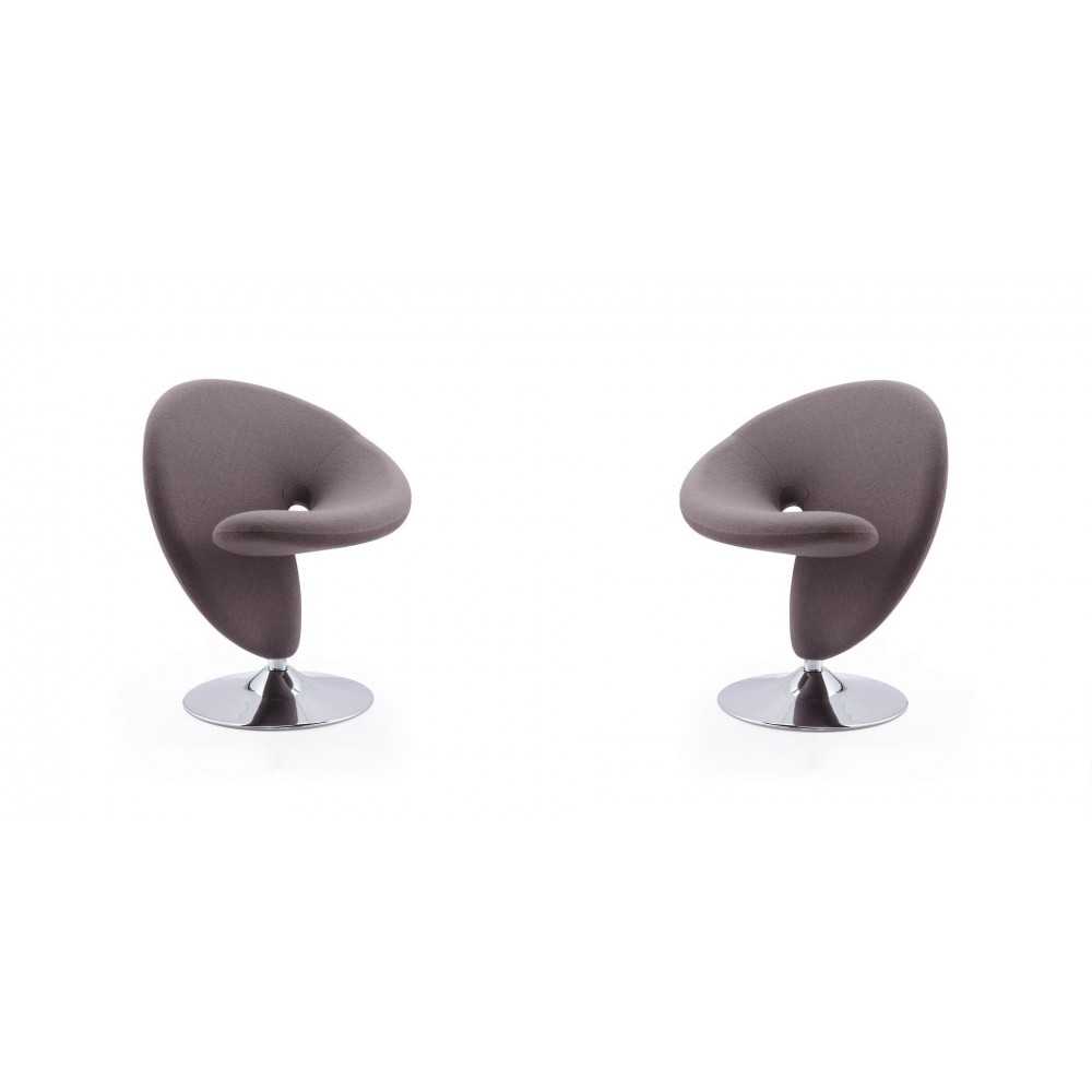 Curl Swivel Accent Chair in Grey and Polished Chrome (Set of 2) Curl Swivel Accent Chair in Grey and Polished Chrome (Set of 2)