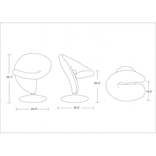 Curl Swivel Accent Chair in Grey and Polished Chrome (Set of 2)