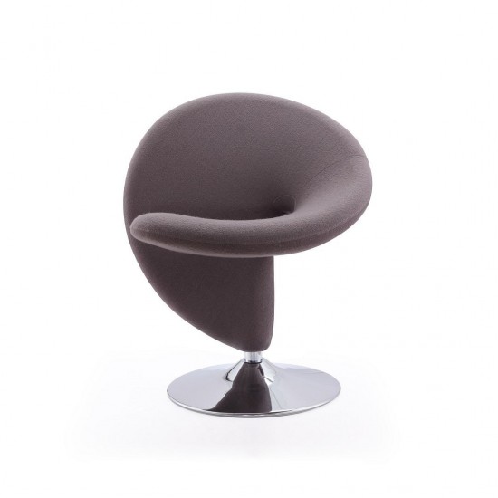 Curl Swivel Accent Chair in Grey and Polished Chrome (Set of 2)