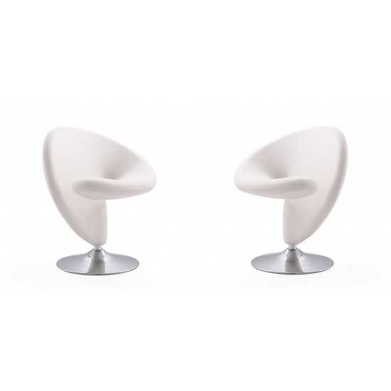 Curl Swivel Accent Chair in Cream and Polished Chrome (Set of 2)