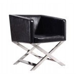 Hollywood Lounge Accent Chair in Black and Polished Chrome (Set of 2)