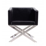 Hollywood Lounge Accent Chair in Black and Polished Chrome (Set of 2)