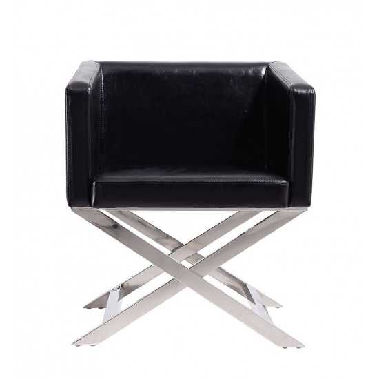 Hollywood Lounge Accent Chair in Black and Polished Chrome (Set of 2)