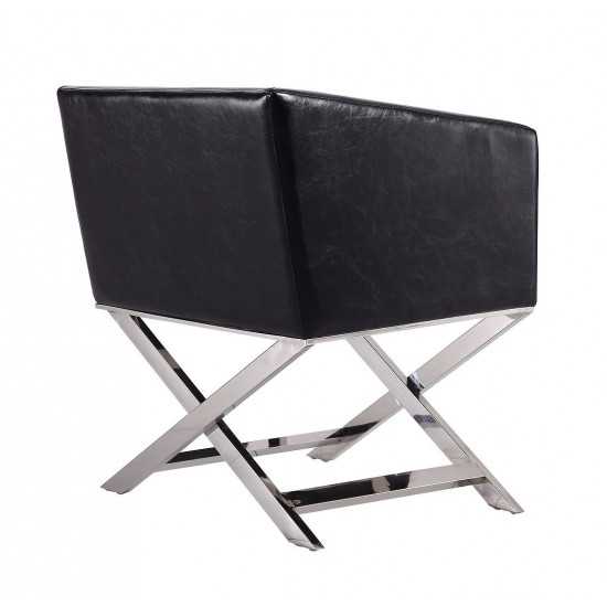 Hollywood Lounge Accent Chair in Black and Polished Chrome (Set of 2)