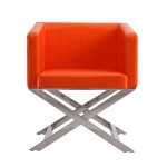 Hollywood Lounge Accent Chair in Orange and Polished Chrome (Set of 2)