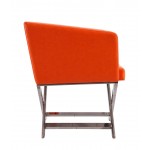 Hollywood Lounge Accent Chair in Orange and Polished Chrome (Set of 2)