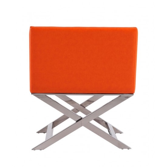 Hollywood Lounge Accent Chair in Orange and Polished Chrome (Set of 2)