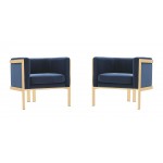 Paramount Accent Armchair in Royal Blue and Polished Brass (Set of 2)