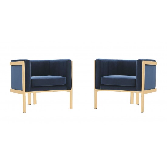 Paramount Accent Armchair in Royal Blue and Polished Brass (Set of 2)