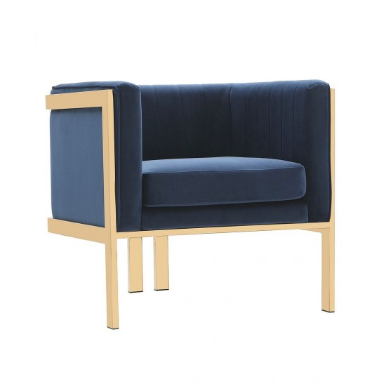 Paramount Accent Armchair in Royal Blue and Polished Brass (Set of 2)