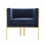 Paramount Accent Armchair in Royal Blue and Polished Brass (Set of 2)