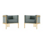 Paramount Accent Armchair in Warm Grey and Polished Brass (Set of 2)