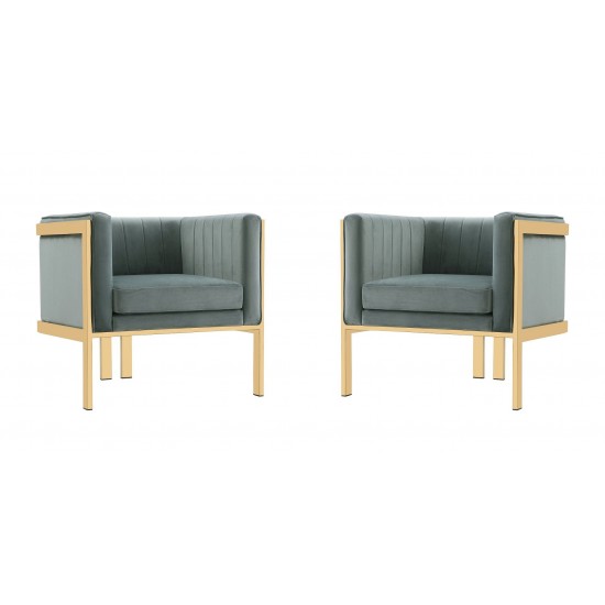 Paramount Accent Armchair in Warm Grey and Polished Brass (Set of 2)