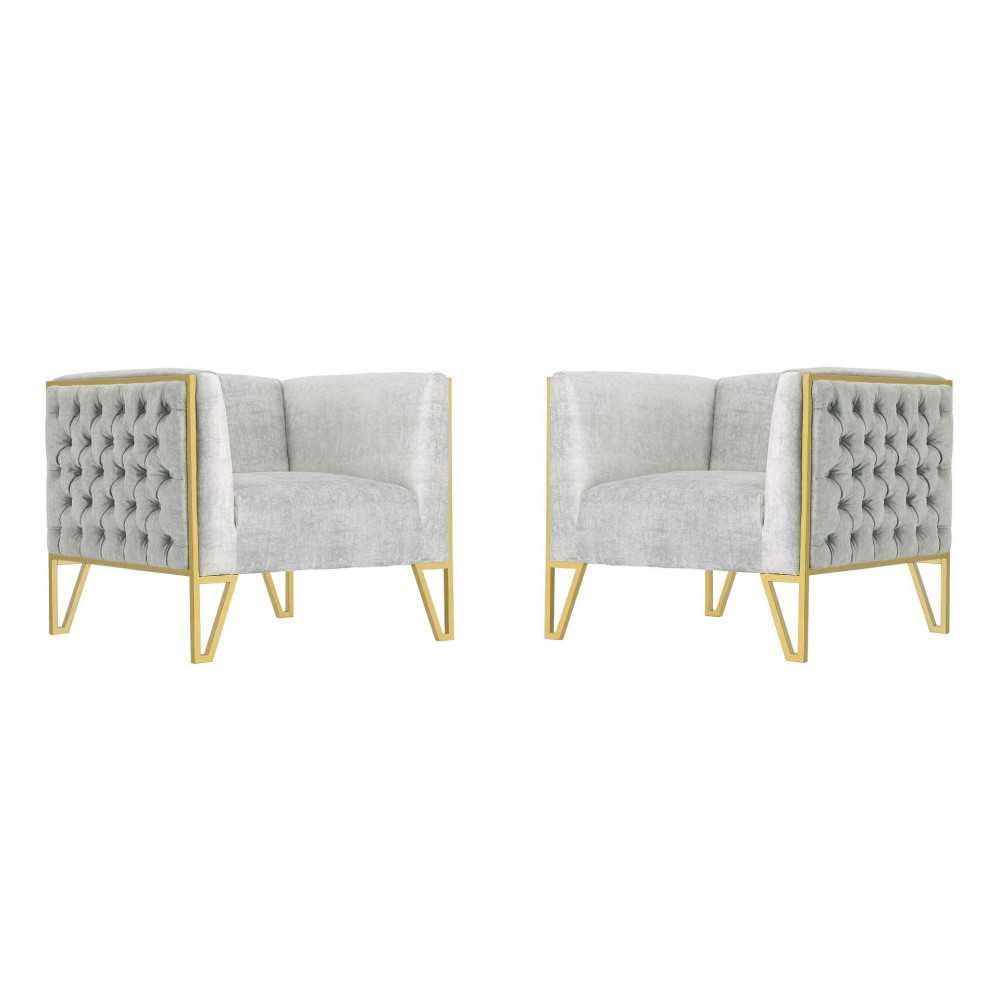 Vector Accent Chair in Grey and Gold (Set of 2)