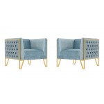 Vector Accent Chair in Ocean Blue and Gold (Set of 2)