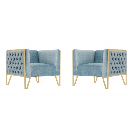 Vector Accent Chair in Ocean Blue and Gold (Set of 2)