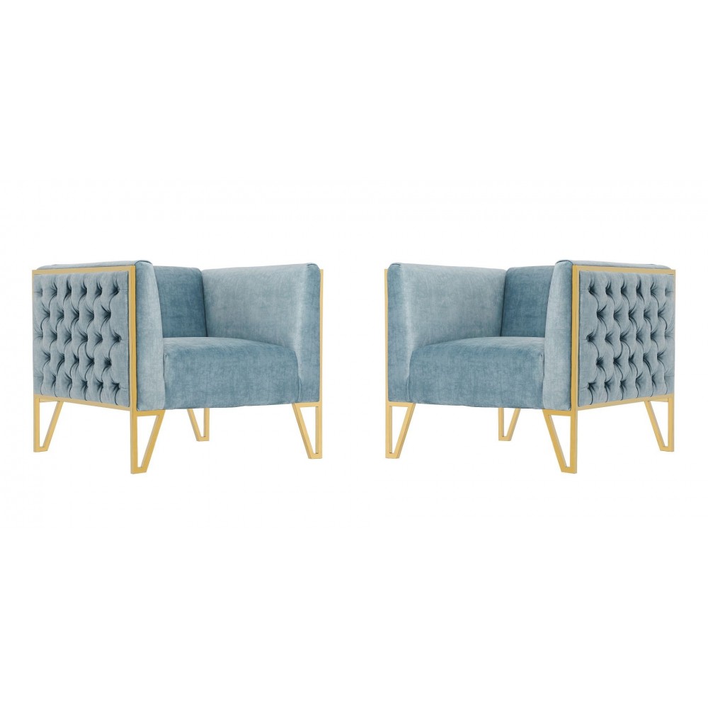 Vector Accent Chair in Ocean Blue and Gold (Set of 2)