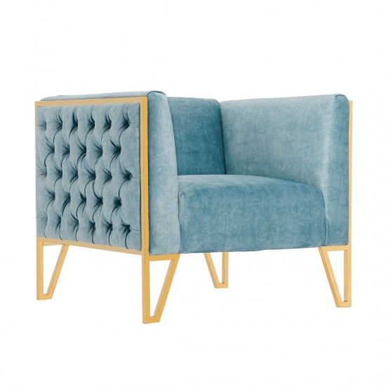 Vector Accent Chair in Ocean Blue and Gold (Set of 2)