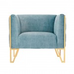 Vector Accent Chair in Ocean Blue and Gold (Set of 2)