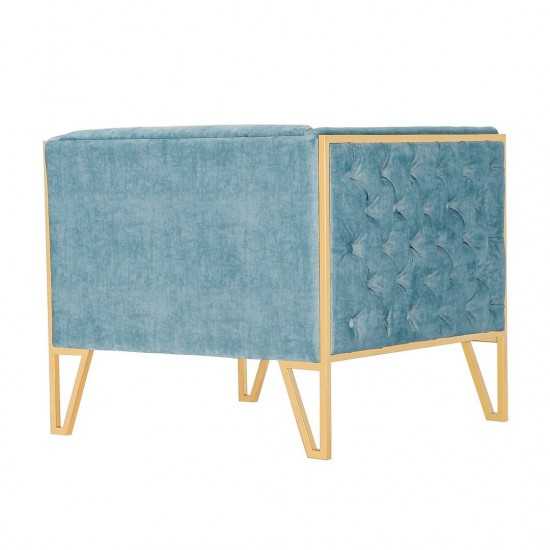 Vector Accent Chair in Ocean Blue and Gold (Set of 2)