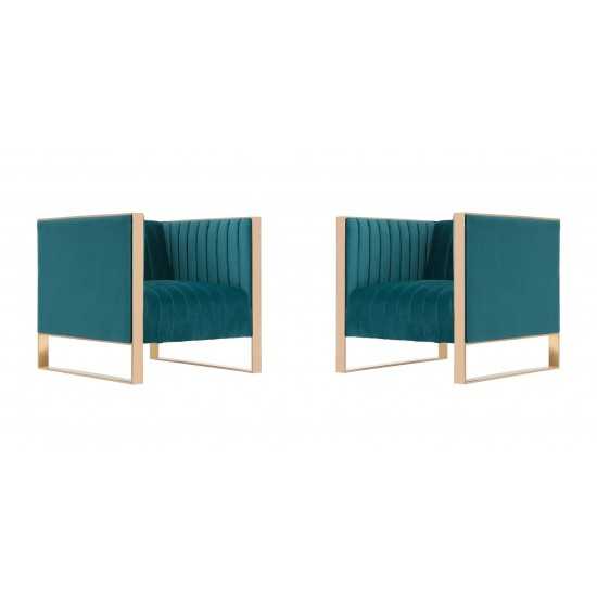 Trillium Accent Chair in Teal and Rose Gold (Set of 2)