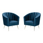 Rosemont Accent Chair in Blue and Gold (Set of 2)